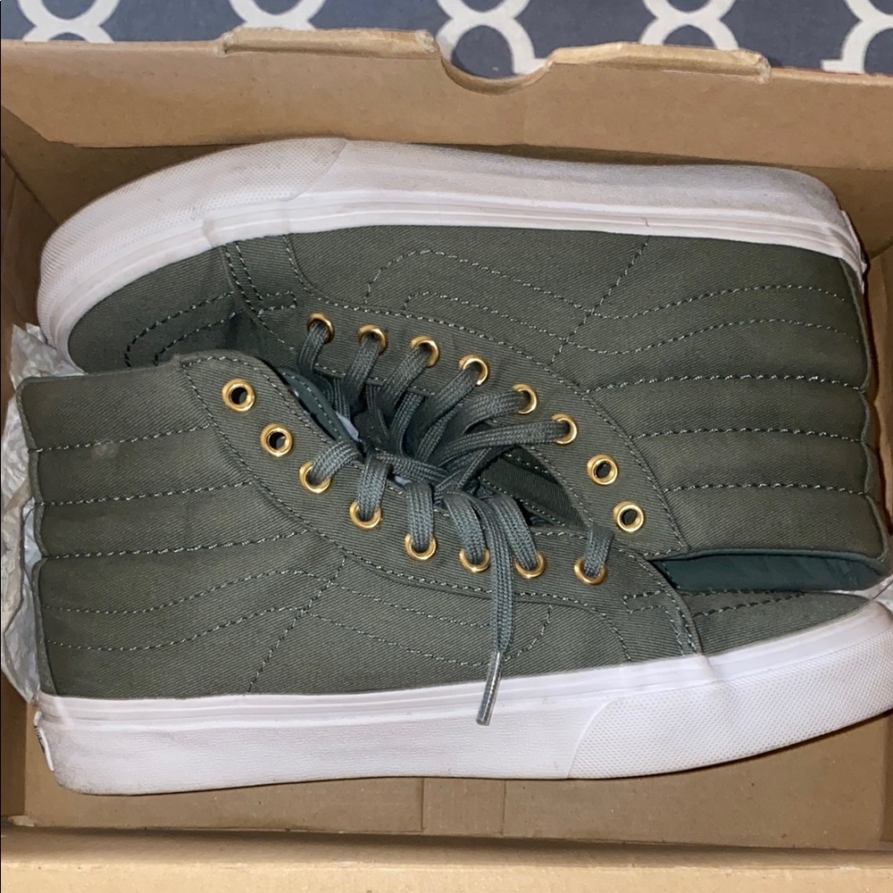 Green High-Top Sneakers with Gold Eyelets